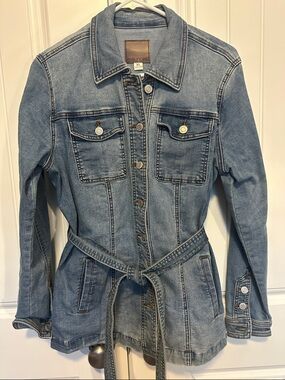 Maurices Light Wash Denim Jacket with Self-Tie Belt
